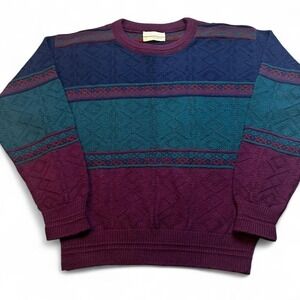 Vintage loafers colorblock knitted preppy grandpa grunge sweater large